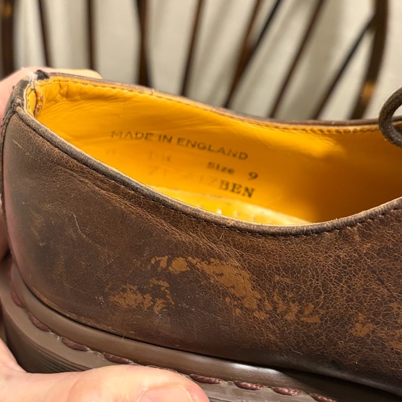 Vintage Doc Martens 1561 Brown Leather Oxford Shoes Made In England Men9UK 10US